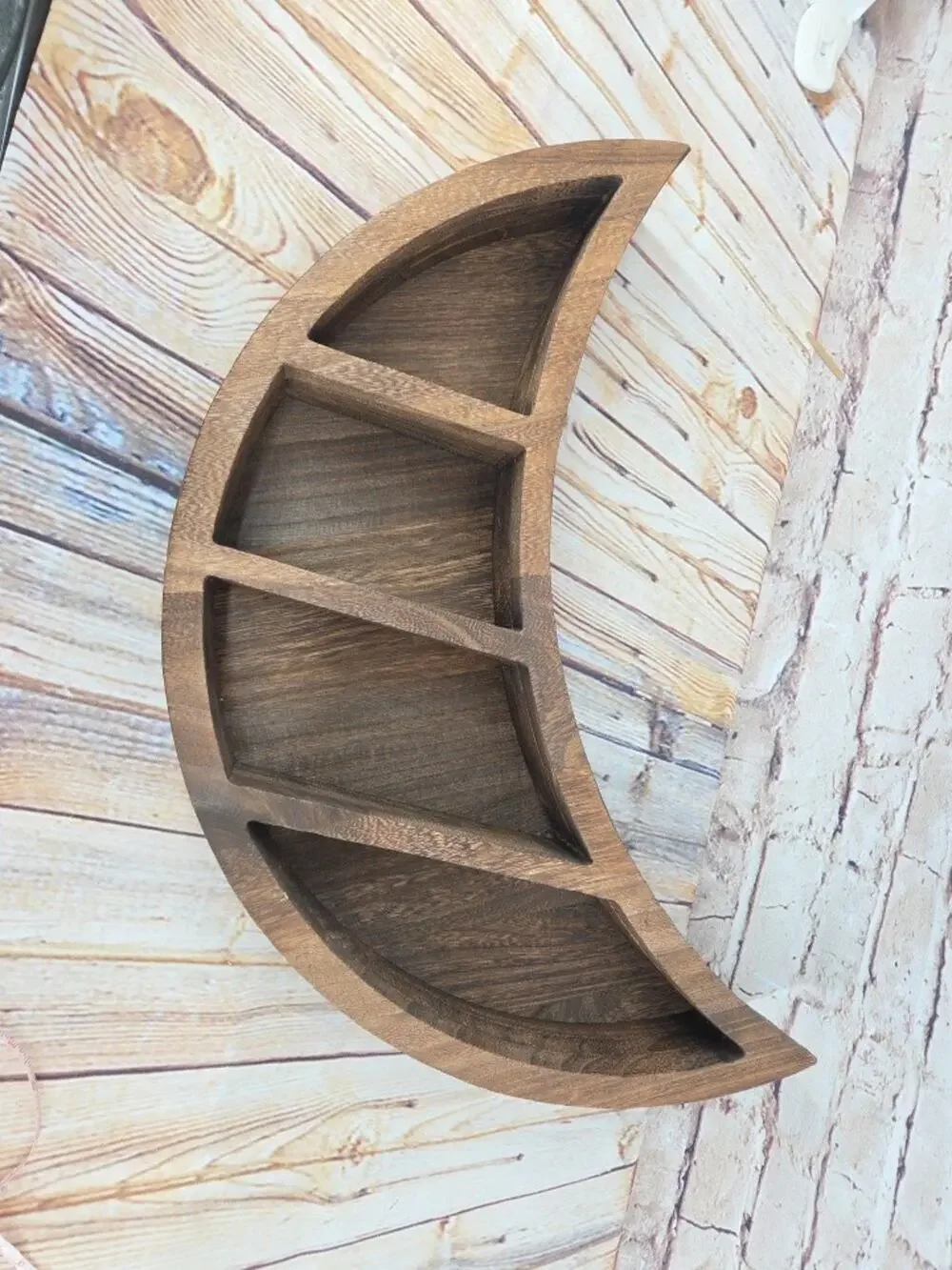 Wooden Wall Hanging Shelf,Floating Shelves,Moon Shelf wall decor Crystal Display